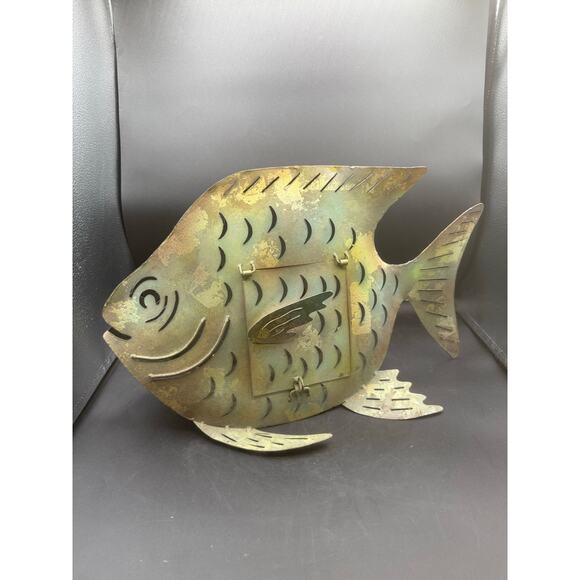 Rustic Metal Fish Lantern – 12” Tall – Used - Picture 2 of 10
